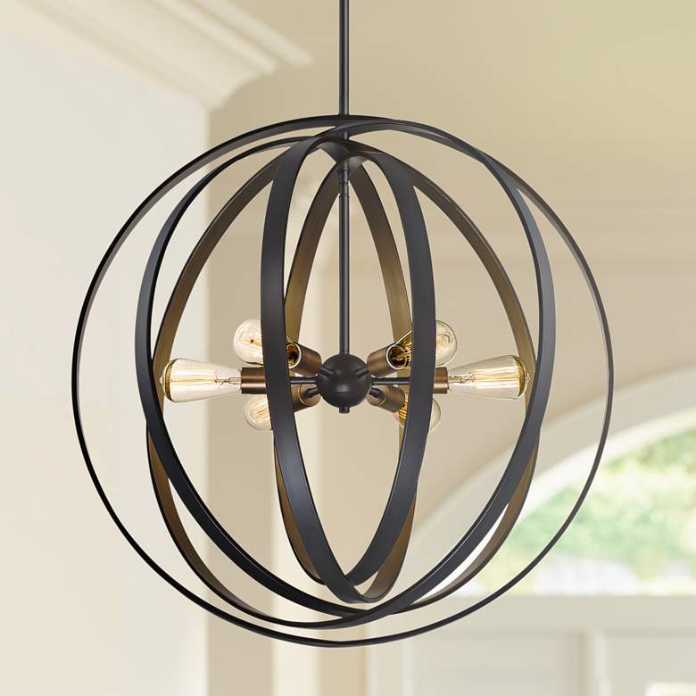 Image 1 Quoizel Circuit 30" Wide 6-Light Western Bronze Pendant