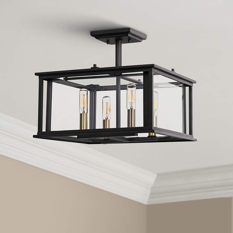 Image 1 Quoizel Citadel 14" Wide Earth Black 4-Light Ceiling Light