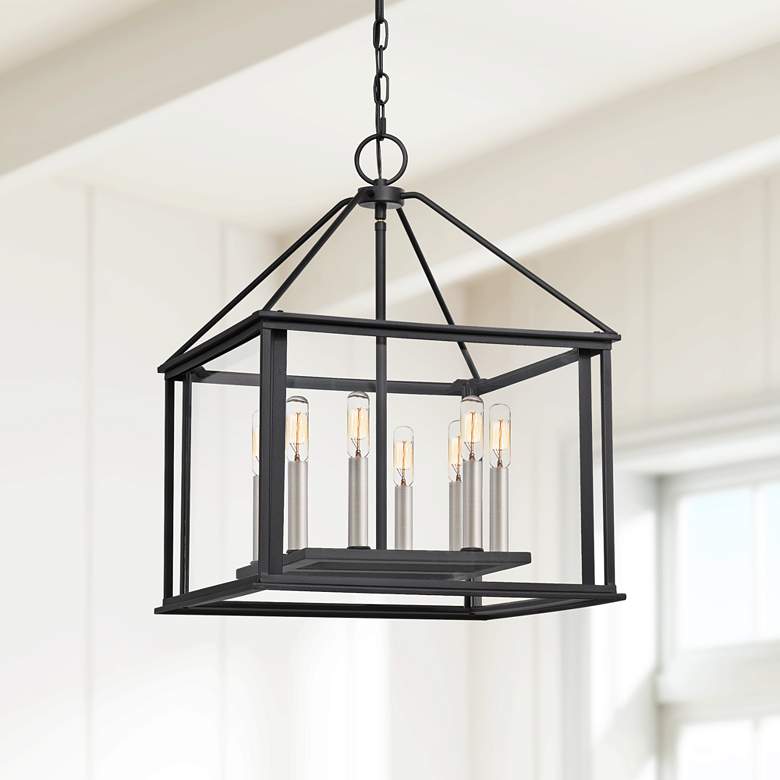 Image 1 Quoizel Citadel 17 inch Wide Earth Black 8-Light Pendant Light