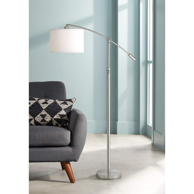 Image 1 Quoizel Clift 65" Modern Brushed Nickel Adjustable Arc Floor Lamp