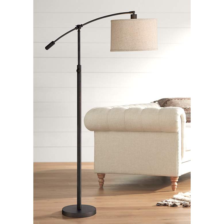 Image 1 Quoizel Clift Adjustable Height Oil Rubbed Bronze Adjustable Arc Floor Lamp