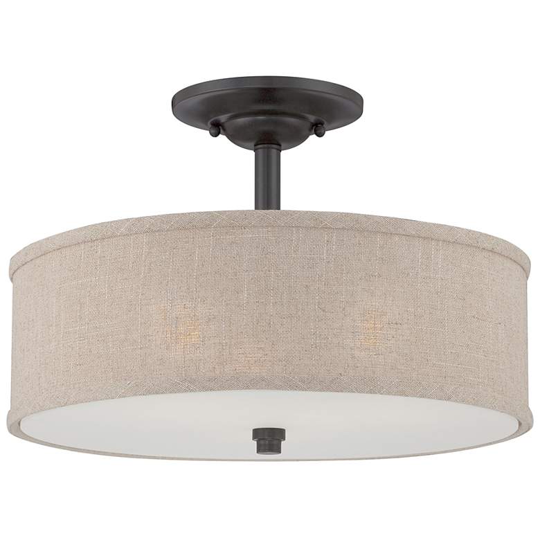 Image 2 Quoizel Cloverdale 17" Wide Mottled Cocoa Drum Ceiling Light