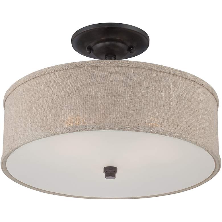 Image 3 Quoizel Cloverdale 17" Wide Mottled Cocoa Drum Ceiling Light more views