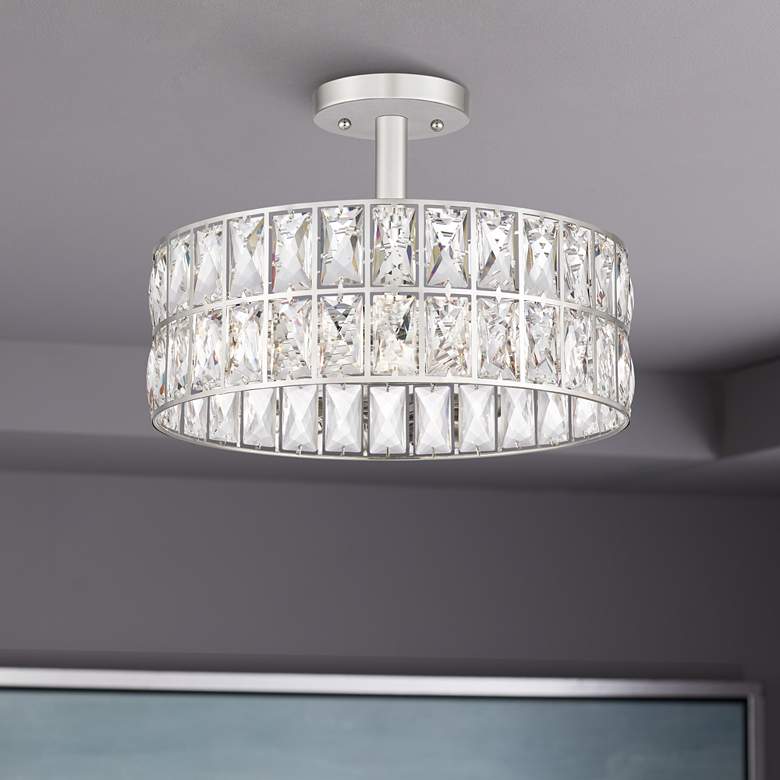 Image 1 Quoizel Coffman 14" Wide Polished Nickel Drum Ceiling Light