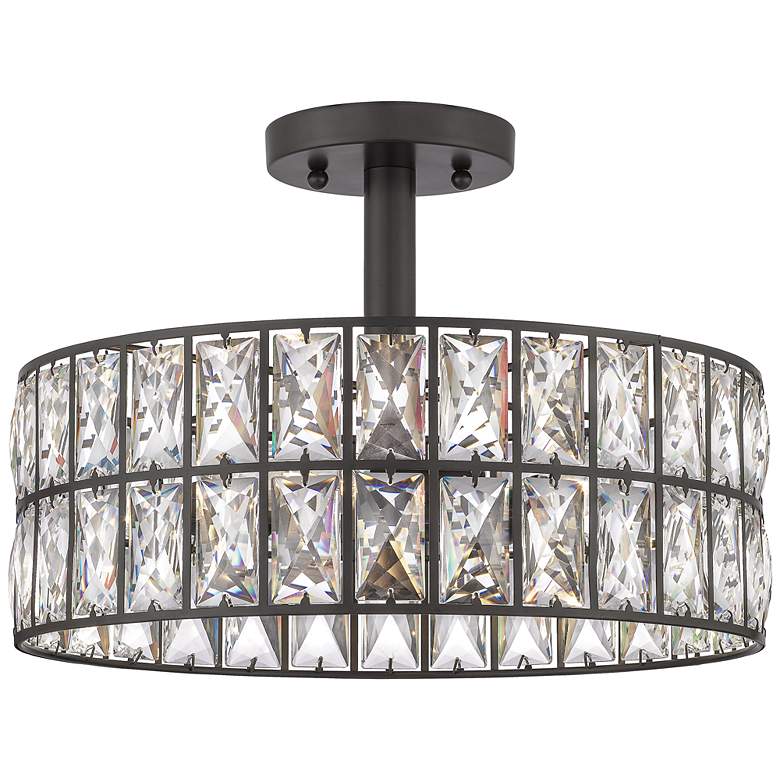 Image 2 Quoizel Coffman 14" Wide Western Bronze Crystal Drum Ceiling Light