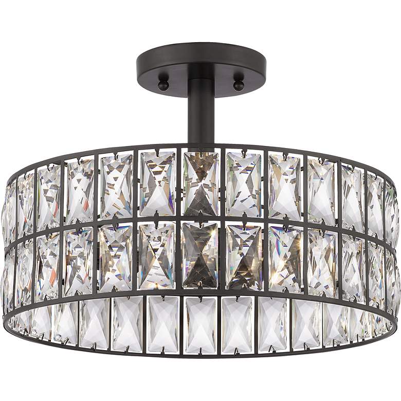 Image 4 Quoizel Coffman 14" Wide Western Bronze Crystal Drum Ceiling Light more views