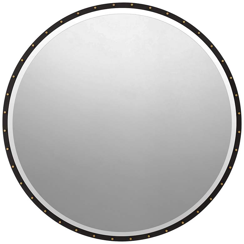 Image 1 Quoizel Coliseum Western Bronze 36 inch Round Wall Mirror