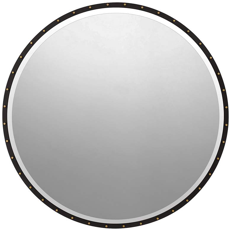 Image 1 Quoizel Coliseum Western Bronze 36" Round Wall Mirror