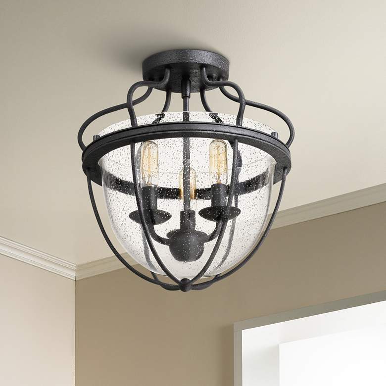 Image 1 Quoizel Colony 12 1/2" Wide Gray Ash 3-Light Ceiling Light