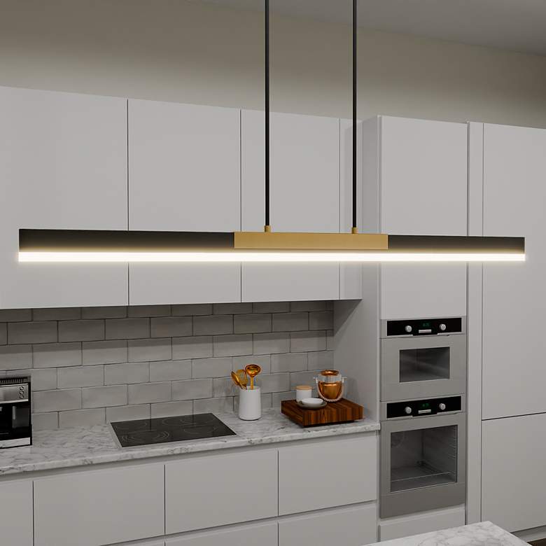 Image 1 Quoizel Colter 48" Wide Brushed Gold LED Linear Pendant