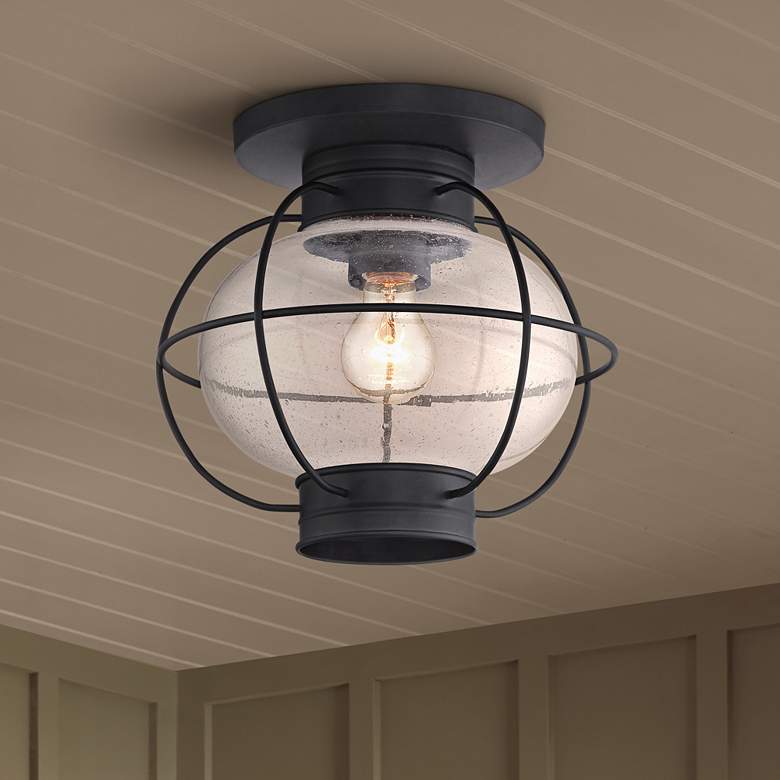 Image 1 Quoizel Cooper 10 1/2 inchH Mystic Black Outdoor Ceiling Light