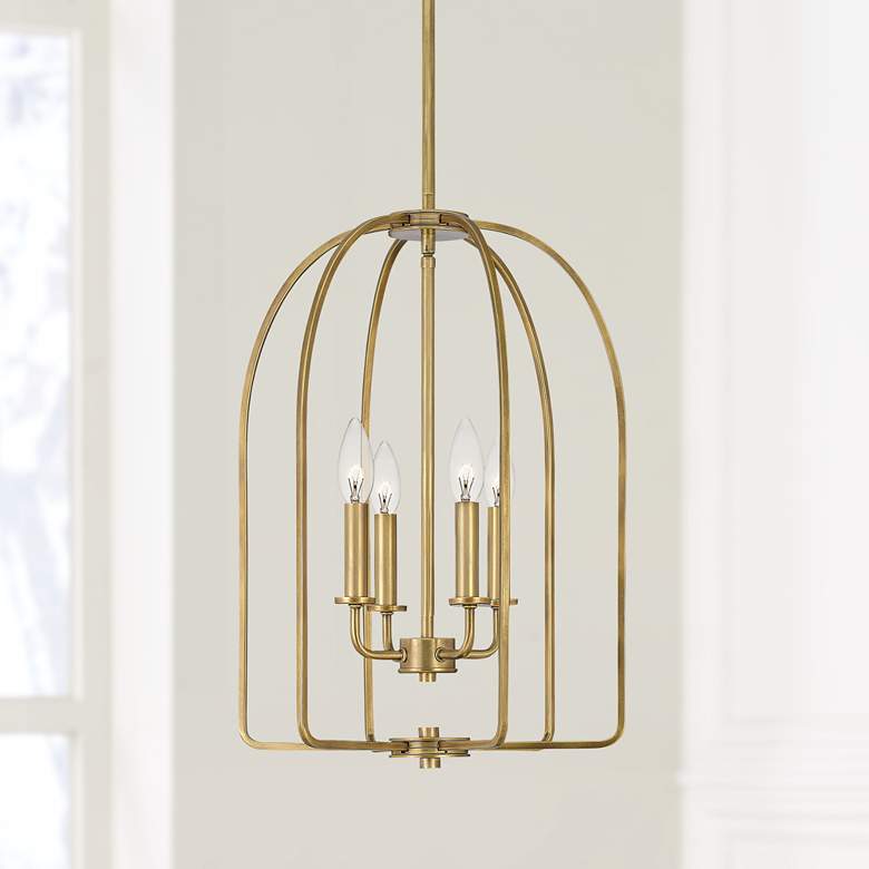 Image 1 Quoizel Cornell 14 inch Wide Weathered Brass 4-Light Pendant