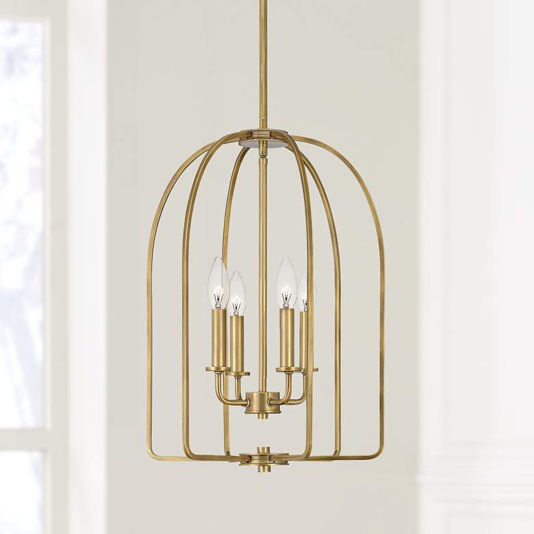 Image 1 Quoizel Cornell 14" Wide Weathered Brass 4-Light Pendant