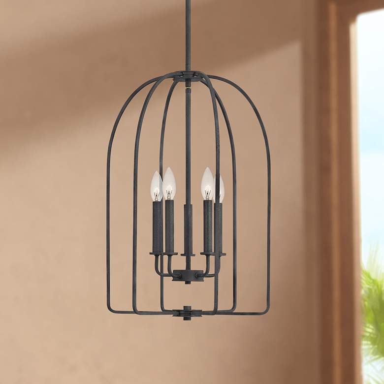 Image 1 Quoizel Cornell 16 inch Wide Marcado Black 5-Light Foyer Pendant