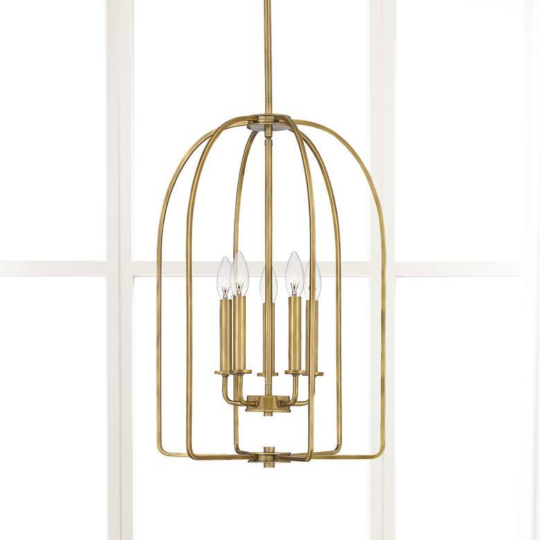 Image 1 Quoizel Cornell 16 inch Wide Weathered Brass 5-Light Pendant