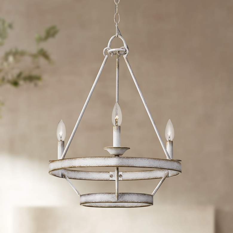 Image 1 Quoizel Corral 19" Wide Antique White 3-Light Chandelier
