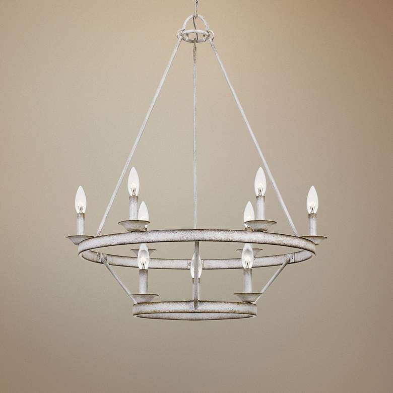 Image 1 Quoizel Corral 28 inch Wide Antique White 9-Light Chandelier