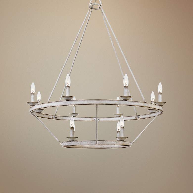 Image 1 Quoizel Corral 39 1/4 inchW Antique White 12-Light Chandelier