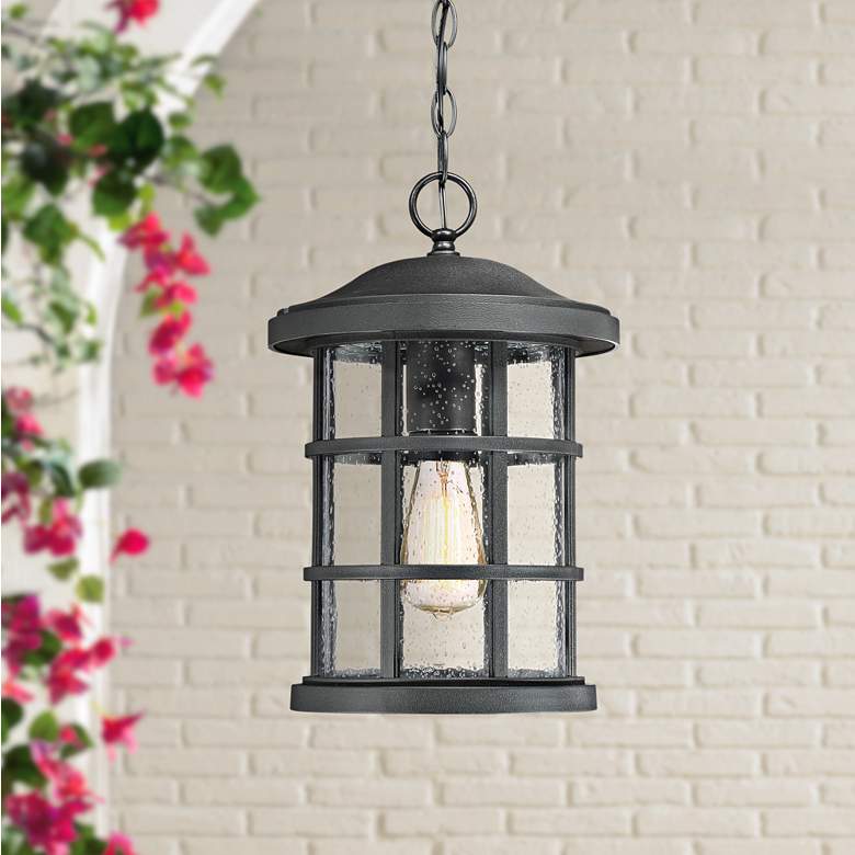 Image 1 Quoizel Crusade 15 1/2 inchW Earth Black Outdoor Hanging Light