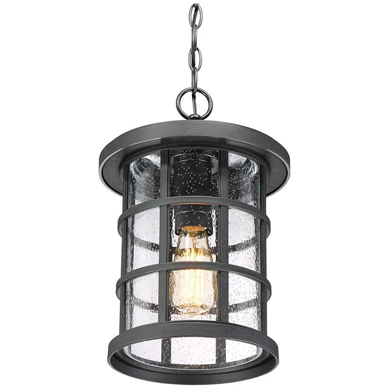 Image 3 Quoizel Crusade 15 1/2"W Earth Black Outdoor Hanging Light more views