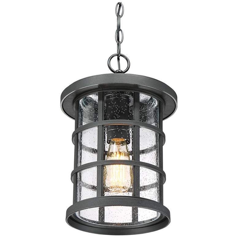 Image 3 Quoizel Crusade 15 1/2 inchW Earth Black Outdoor Hanging Light more views