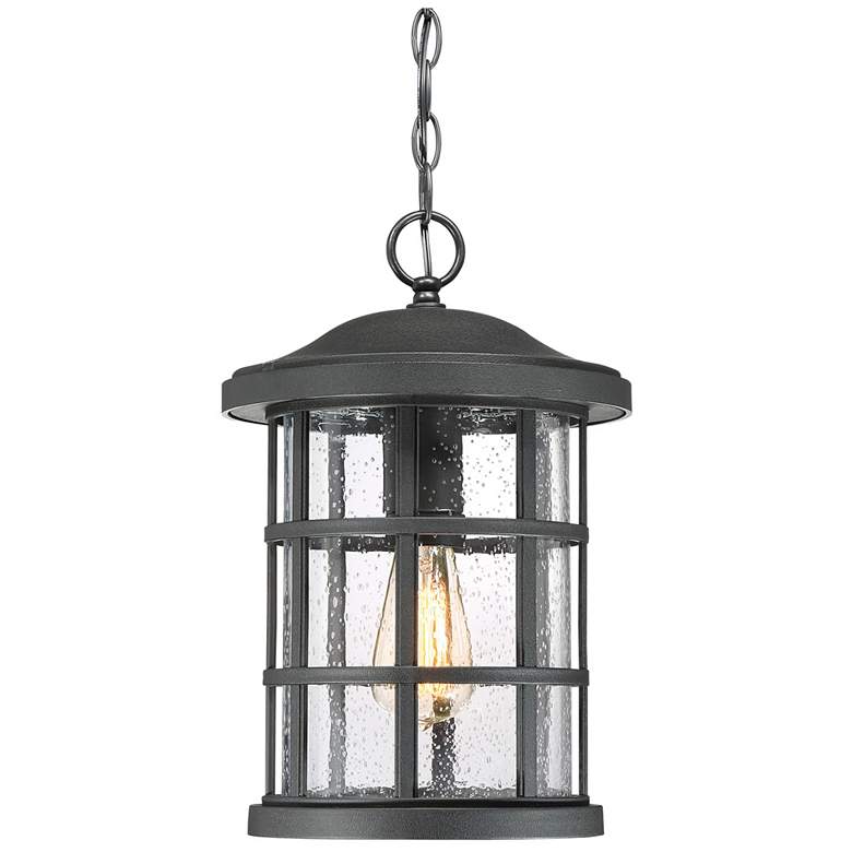 Image 4 Quoizel Crusade 15 1/2"W Earth Black Outdoor Hanging Light more views