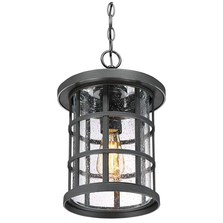 Image 5 Quoizel Crusade 15 1/2"W Earth Black Outdoor Hanging Light more views