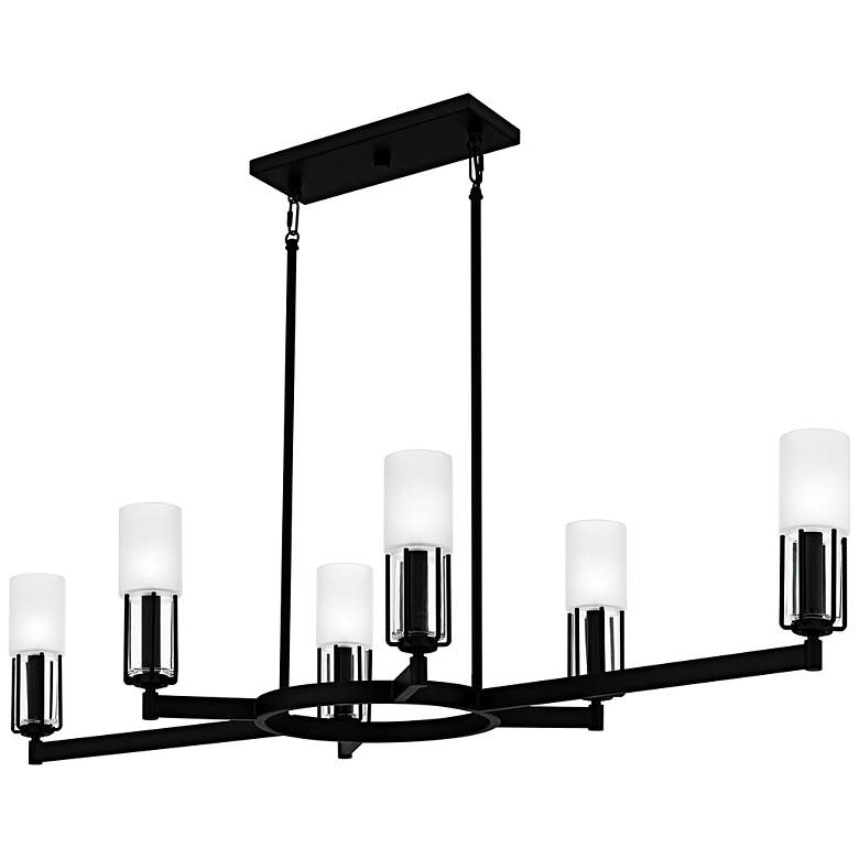 Image 1 Quoizel Cruz 48" Wide Matte Black 6-Light Linear Chandelier