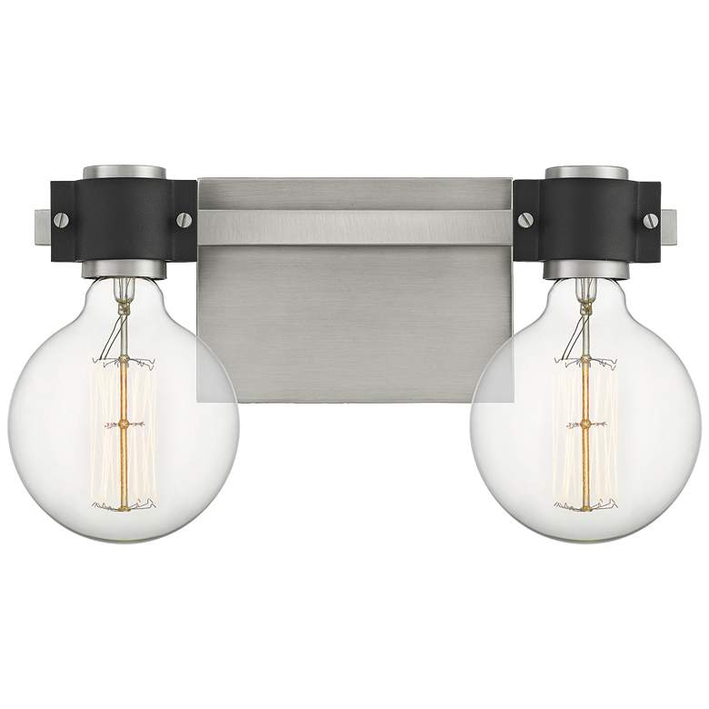 Image 1 Quoizel Curie 8" High Nickel and Black 2-Light Wall Sconce