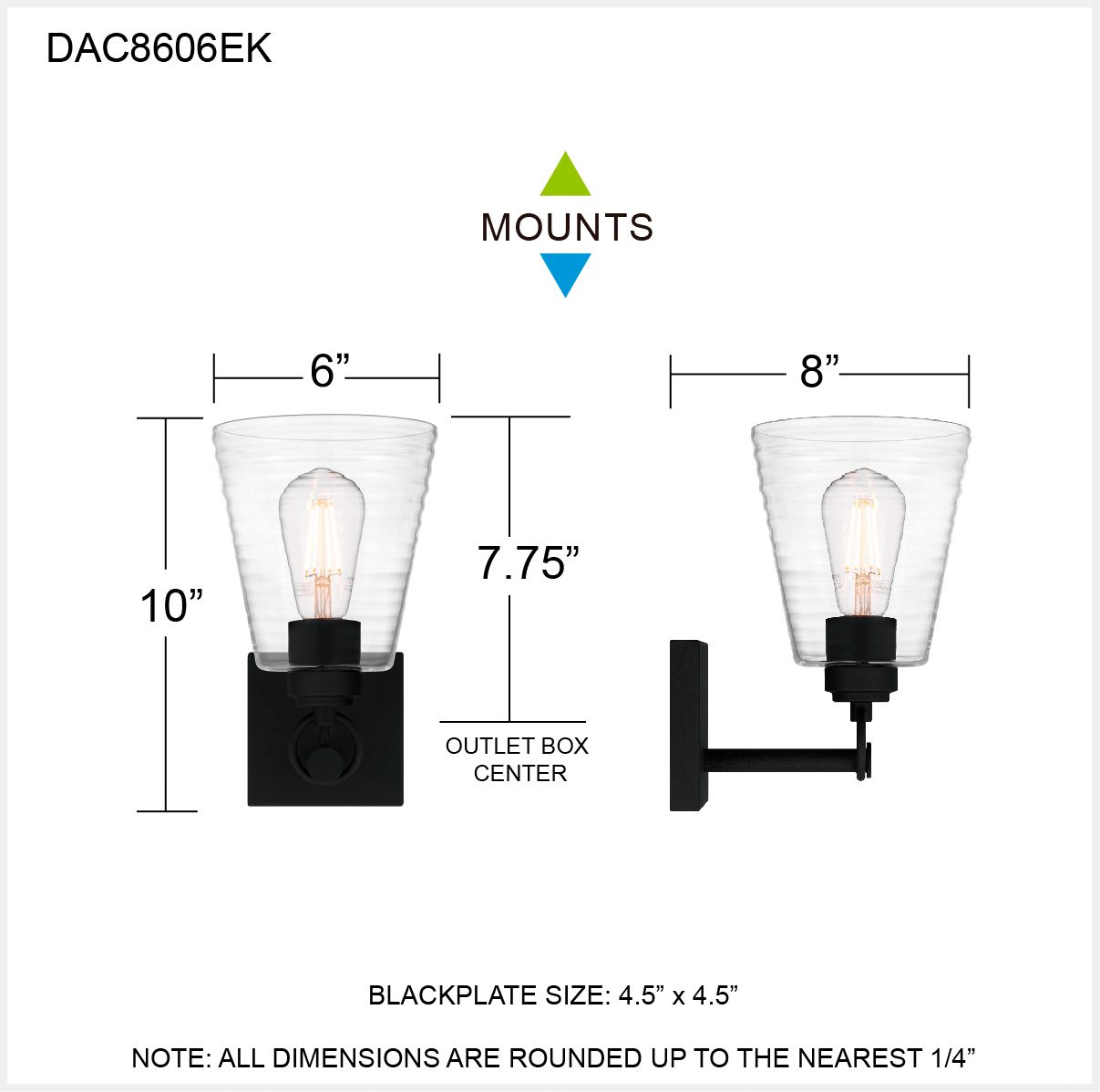 Quoizel Dacosta 10" High Earth Black Wall Sconce