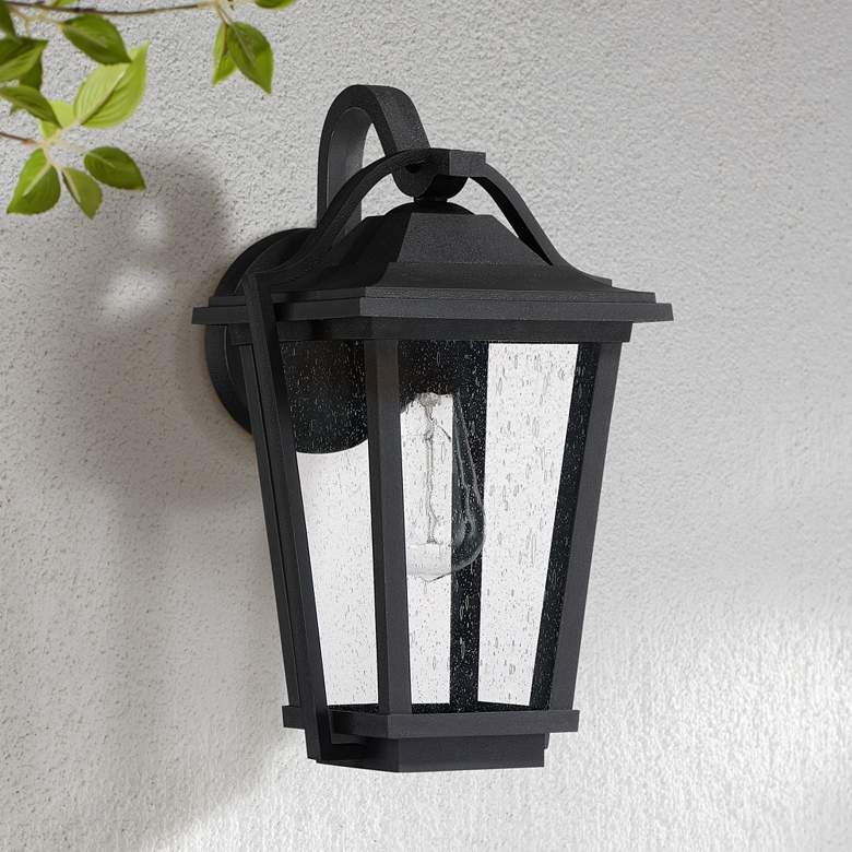 Image 1 Quoizel Darius 14 3/4" High Earth Black Outdoor Wall Light