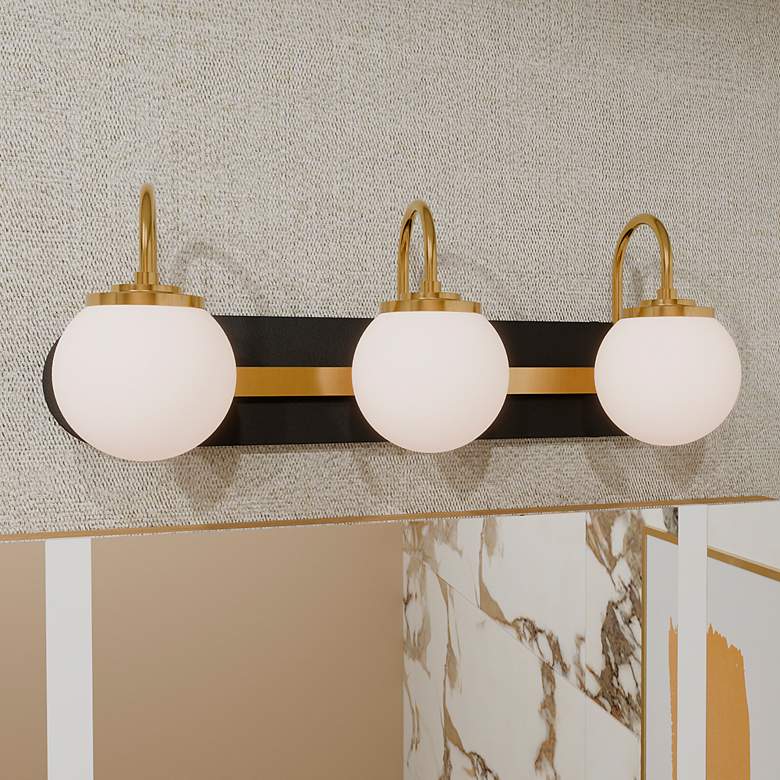 Image 1 Quoizel Desmond 24"W Matte Black and Gold 3-Light Bath Light