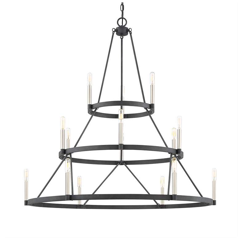 Image 1 Quoizel Doran 40 1/4" Wide Black 15-Light Ring Chandelier