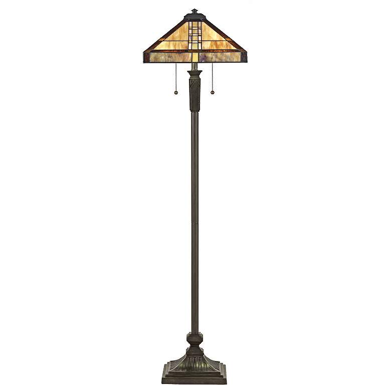 Image 1 Quoizel Double Pull Mission Tiffany Style Floor Lamp
