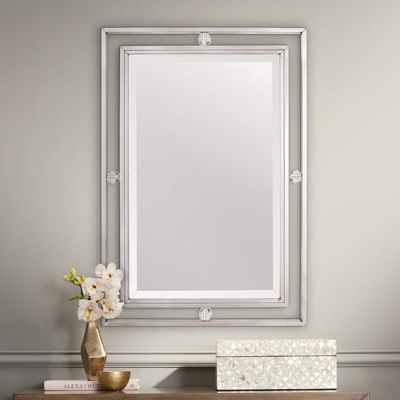 Image 1 Quoizel Downtown Nickel 22" x 32" Wall Mirror