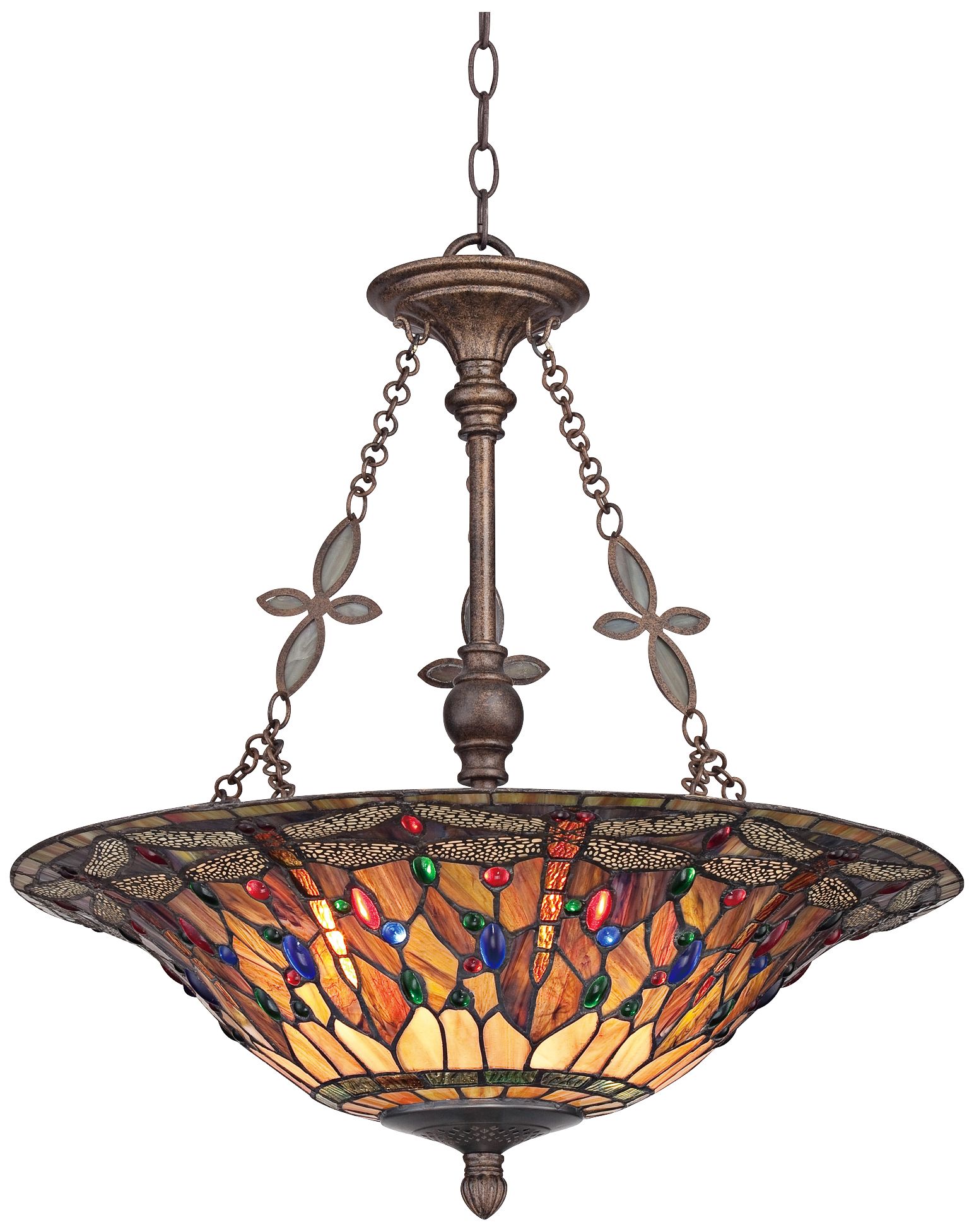 Quoizel Dragonfly 22" Wide Tiffany Style Pendant Light
