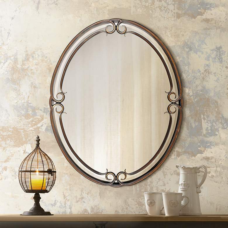 Image 2 Quoizel Duchess Bronze 24 inch x 30 inch Oval Wall Mirror