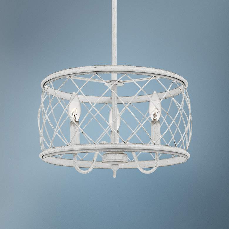 Image 1 Quoizel Dury 15 inch Wide Antique White 3-Light Pendant Light