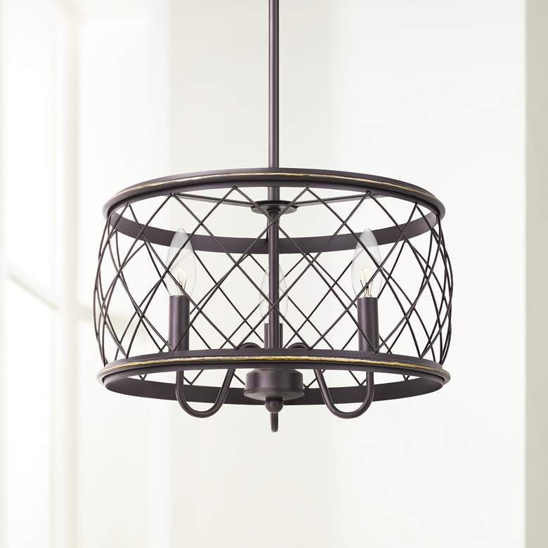 Image 1 Quoizel Dury 15" Wide Palladian Bronze 3-Light Pendant Light