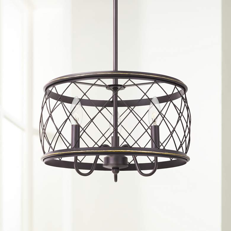 Image 1 Quoizel Dury 15 inch Wide Palladian Bronze 3-Light Pendant Light