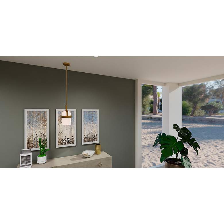 Image 5 Quoizel Duval 8"W Aged Brass Mini Pendant w/ Alabaster Glass more views