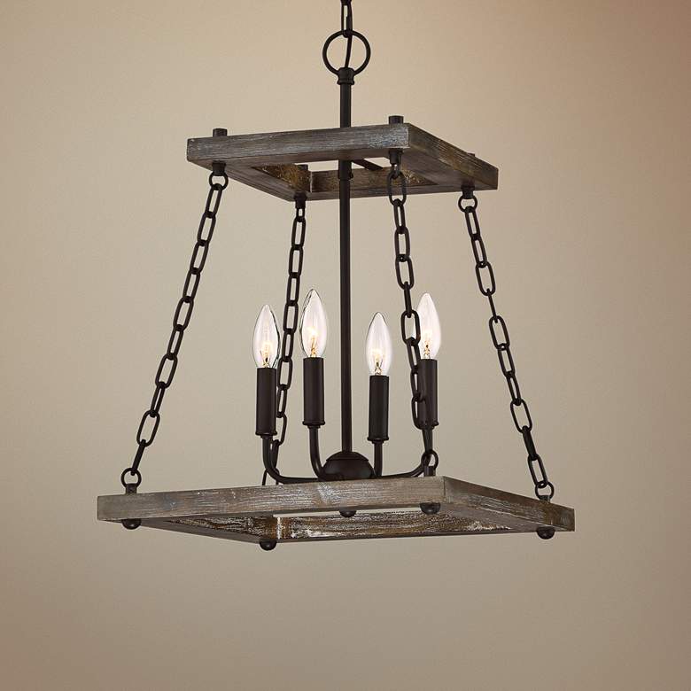 Image 1 Quoizel Dwelling 15" Wide Bronze Wood 4-Light Chandelier