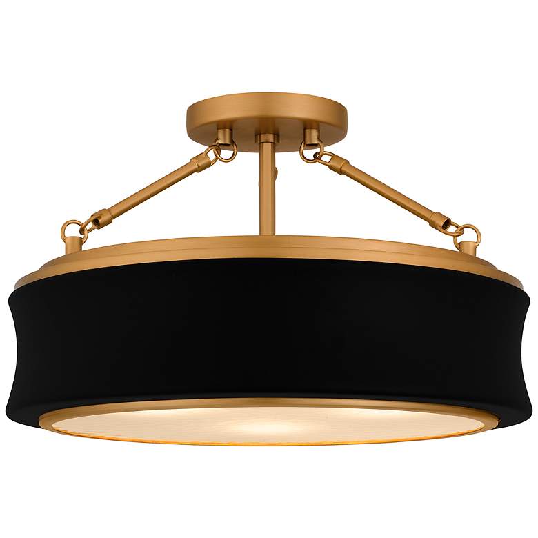 Image 1 Quoizel Dylan 16" Wide Matte Black and Gold Drum Ceiling Light