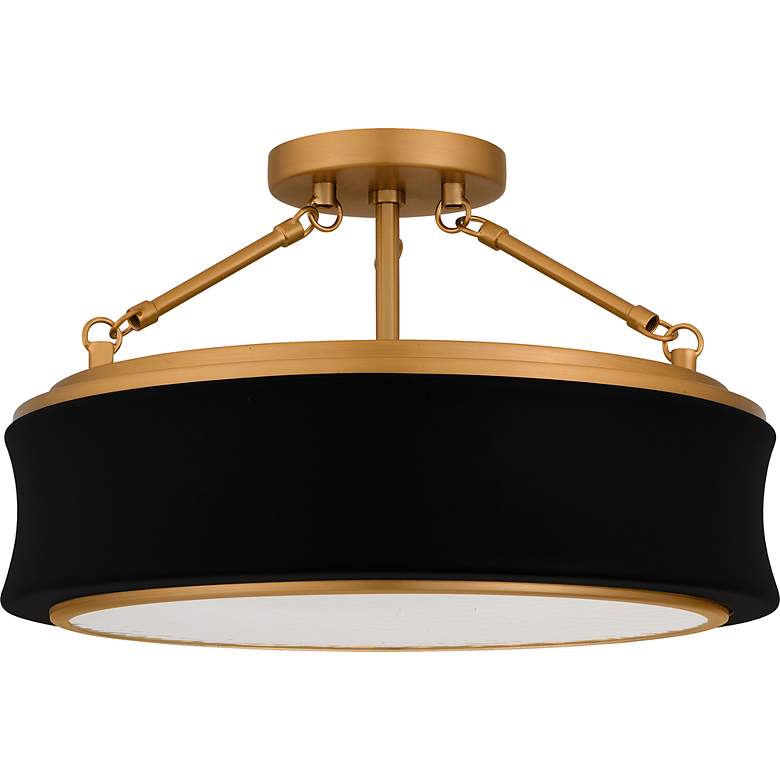 Image 2 Quoizel Dylan 16" Wide Matte Black and Gold Drum Ceiling Light more views