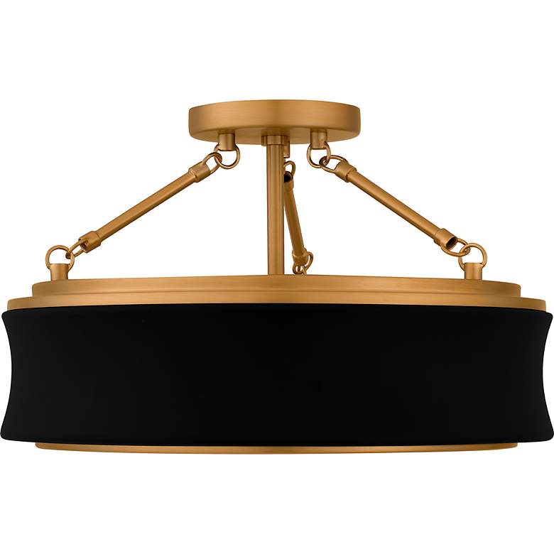 Image 3 Quoizel Dylan 16" Wide Matte Black and Gold Drum Ceiling Light more views