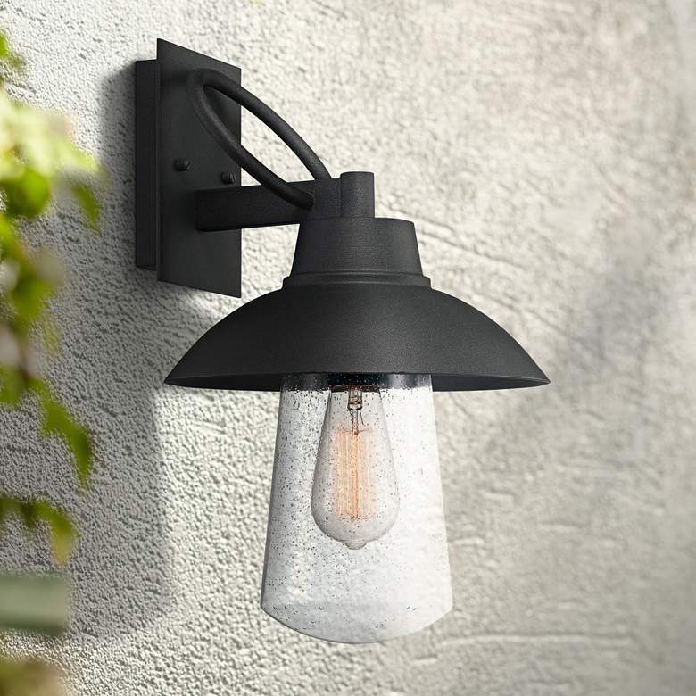 Image 1 Quoizel East Bay 18 inch High Mottled Black Outdoor Wall Light