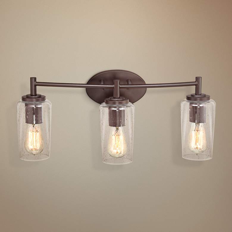 Image 1 Quoizel Edison 23 inch Wide Bronze 3-Light Bathroom Fixture