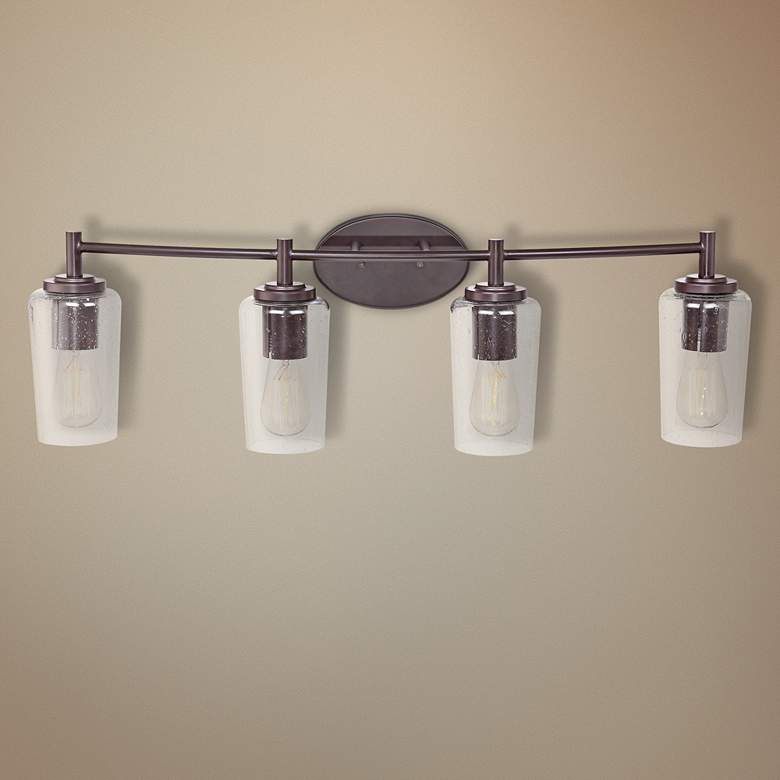 Image 1 Quoizel Edison 32 1/2 inch Wide Bronze 4-Light Bath Fixture