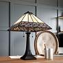 1_Quoizel Edith 24 1/2" High Matte Black Art Glass Mission Table Lamp
