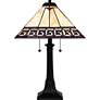 3_Quoizel Edith 24 1/2" High Matte Black Art Glass Mission Table Lamp more views